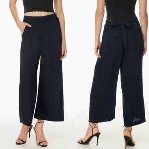 Wilfred black aritzia tie wide leg flow ankle pants size small